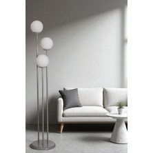 Judy 3 Lü Gri Beyaz Camlı Lambader