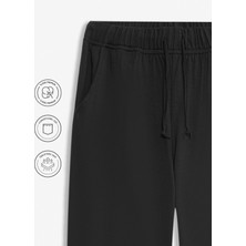 Elemge %100 Pamuk 2'li Premium Kumaş Erkek Pijama Altı Beli Relax Fit Lastikli Ipli Cepli Terletmez Esnek Siyah-Gri Rahat Kesim Regular Eşofman Paket