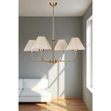 Apollo 4 Lü Eskitme Pileli Krem Abajurlu Avize