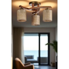 Weston 3 Lü Naturel Petek Abajurlu Plofonyer Avize