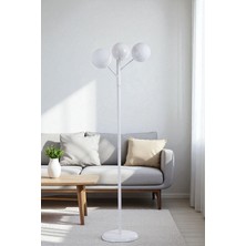 Küre 3 Lü Beyaz Lambader Beyaz Camlı