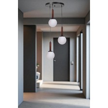 Işıl 3 Lü Tepsili Ceviz Beyaz Camlı Sarkıt