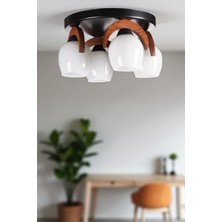 Helena 4 Lü Tepsili Beyaz Camlı Plafonyer Avize