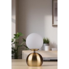 Oliver Eskitme Kaplamalı Beyaz Camlı Masa Lambası