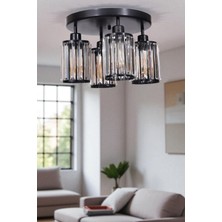 Hugo 4 Lü Tepsili Siyah Plafonyer Avize