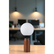 Lole Ceviz Beyaz Camlı Masa Lambası