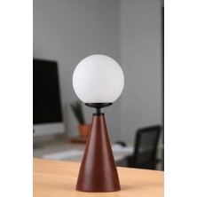 Juno Ceviz Beyaz Camlı Masa Lambası