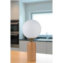 Lole Naturel Beyaz Camlı Masa Lambası