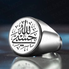 925 Ayar Gümüş Yuvarlak Fekeli Hasbi Allah Yazılı Erkek Yüzük