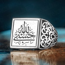 MH-185 925 Ayar Gümüş Habiallah Yazılı Taşsız Dualı Erkek Yüzük