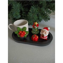 Yılbaşı Noel Baba Temalı Dekoratif Kahve Fincanı, Kırmızı Renkli Şık Tasarım