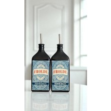 Home 2'li Amber 500 ml Cam Yassı Ayçiçek Yağı Zeytinyağı Şişesi Yağdanlık