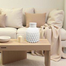Minimalist Dalga Desenli Seramik Mini Vazo | Modern Dekor Parçası