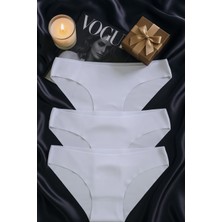 Kadın Beyaz Dikişsiz Slip Külot 3’lü Set – Iz Yapmayan Microfiber Iç Giyim