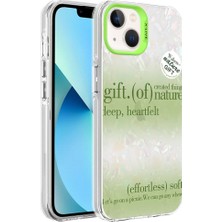 Apple iPhone 13 Kılıf Mermer Desenli Kflg Marbello Kapak-Yeşil