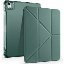 iPad Air 11 2025 M3 Kılıf Kflg Tri Folding Kalem Bölmeli Standlı Kılıf - Koyu Yeşil