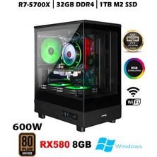 Teknocity TC087 Ryzen 7 5700X 32GB 1tb M.2 Nvme SSD RX580 8gb 24'' 180HZ Curved Masaüstü Oyuncu Bilgisayarı