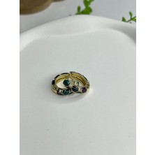 Mineli Taşlı Halka Küpe 2cm (Yeşil Tonlarda)