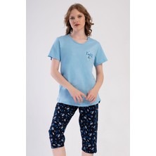 Pamuklu Kadın Büyük Beden Kısa Kol Kaprili Pijama Takım
, 408058