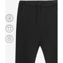 Elemge %100 Pamuk Kadın 2'li Premium Kumaş Pijama Altı Cepli Ipli Relax Fit Terletmez Esnek Siyah-Lacivert