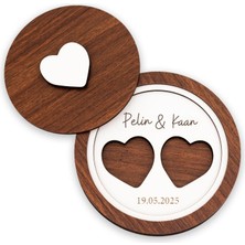 Kişiye Özel Isimli Yuvarlak Yüzük Kutusu Nişan Evlilik Teklifi ve Söz Organizasyon Ahşap Takı Kutusu Hediyelik Isme Özel