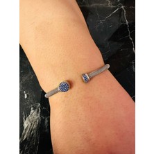 Gümüş Erkek Bileklik,0.60 Karat Safir Bileklik Özel Tasarım,şık Hediye