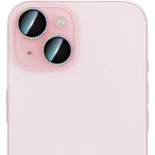 Case World iPhone 15 Plus Uyumlu Alloy Sparkling Diamond Serisi Taşlı Lens Koruyucu Colorful