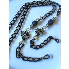 Thinblack Gözlük  Zinciri  Bayan  Siyah Lav Taşı Doğal taşlı Gözlük Askısı