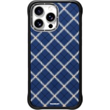 iPhone 16 Pro Uyumlu Kılıf M-Safe Şarj Özellikli Youngkit Argyle Serisi Kapak Mavi