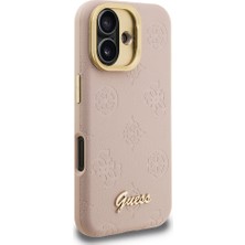 iPhone 16 Uyumlu Kılıf Guess Lisanslı M-Safe Şarj Özellikli Kamera Standlı Pu Deri Peony Kapak Pembe