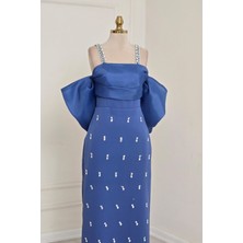 Indigo Incili Krep Elbise 6055