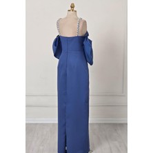 Indigo Incili Krep Elbise 6055