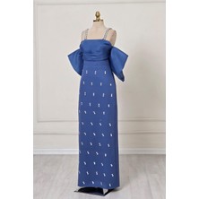 Indigo Incili Krep Elbise 6055