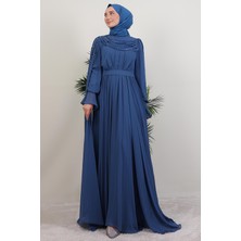 Giza Store Karanfil Pelerinli Elbise Indigo