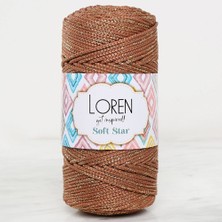 Loren Soft Star Makrome İpi Sarı Simli Kahverengi