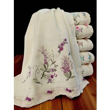 50X90 cm Nakışlı Kadife 6lı El Havlusu | Yüz Havlusu Seti