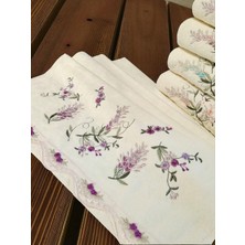 50X90 cm Nakışlı Kadife 6lı El Havlusu | Yüz Havlusu Seti