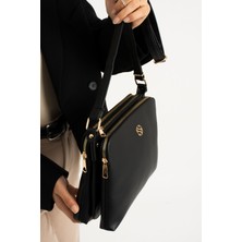 1329 Kadın 4 Bölmeli Suni Deri Ayarlanabilir Çapraz Askılı  Postacı Omuz Çantası