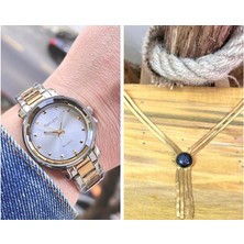 Yeni Sezon Sade Şık Çelik Kadın Kol Saati+Italyan Çelik Kolye Hediye