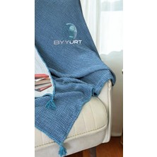 %100 Pamuk Müslin Tv Battaniyesi Indigo Mavi 120X200 - Indigo Mavi