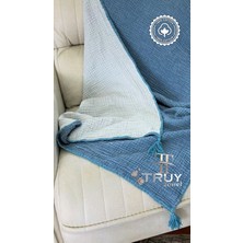%100 Pamuk Müslin Tv Battaniyesi Indigo Mavi 120X200 - Indigo Mavi