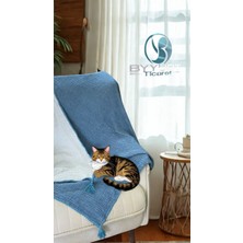 %100 Pamuk Müslin Tv Battaniyesi Indigo Mavi 120X200 - Indigo Mavi