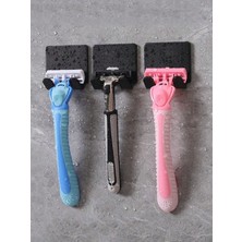 Siyah 3'lü Yapışkanlı Banyo Düzenleyici, Jilet ve Çok Amaçlı Askı Seti