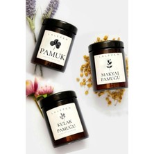 Pamuklu Kulak ve Makyaj Pamuğu, Şık Amber Kavanozda Düzenleyici Set