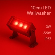 10CM 3W LED Wallwasher Kırmızı | Dış Cephe, Minare, Bahçe Aydınlatma | Iç-Dış Kullanım IP65