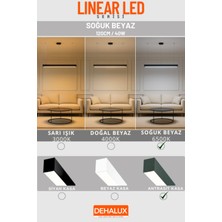 120CM 40W Antrasit Kasa Linear LED | Soğuk Beyaz 6500K | Ofis, Mağaza, Ev, Otel, Plaza, Hastane
