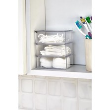 Turuncu 3’lü Akrilik Kapaklı Kulak Pamuğu ve Diş Ipi Organizeri 300 ml Banyo Seti
