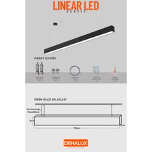 120CM 40W Antrasit Kasa Linear LED | Soğuk Beyaz 6500K | Ofis, Mağaza, Ev, Otel, Plaza, Hastane