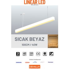 100CM 32W Beyaz Kasa Linear LED |sıcak Beyaz 3000K|OFIS, Mağaza, Ev, Otel, Plaza, Hastane Aydınlatma