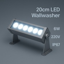 20CM 6W LED Wallwasher Beyaz 6500K | Dış Cephe, Minare, Bahçe Aydınlatma | Iç-Dış Kullanım IP65